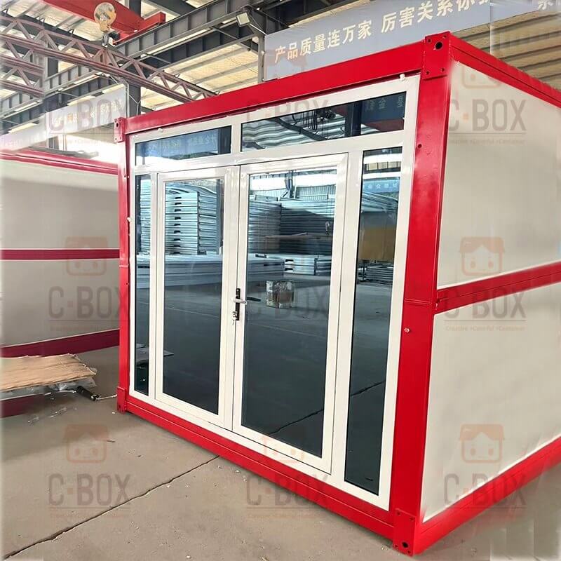 Red Foldable Glass Wall Container House Italy 3