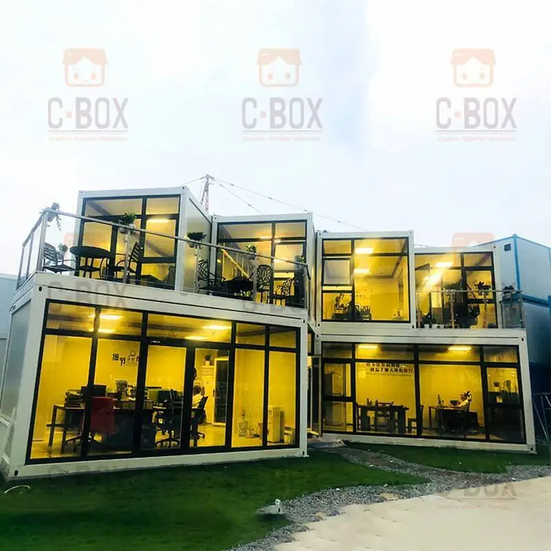Sleek Office Container With Flat-Pack and Glass Features 1