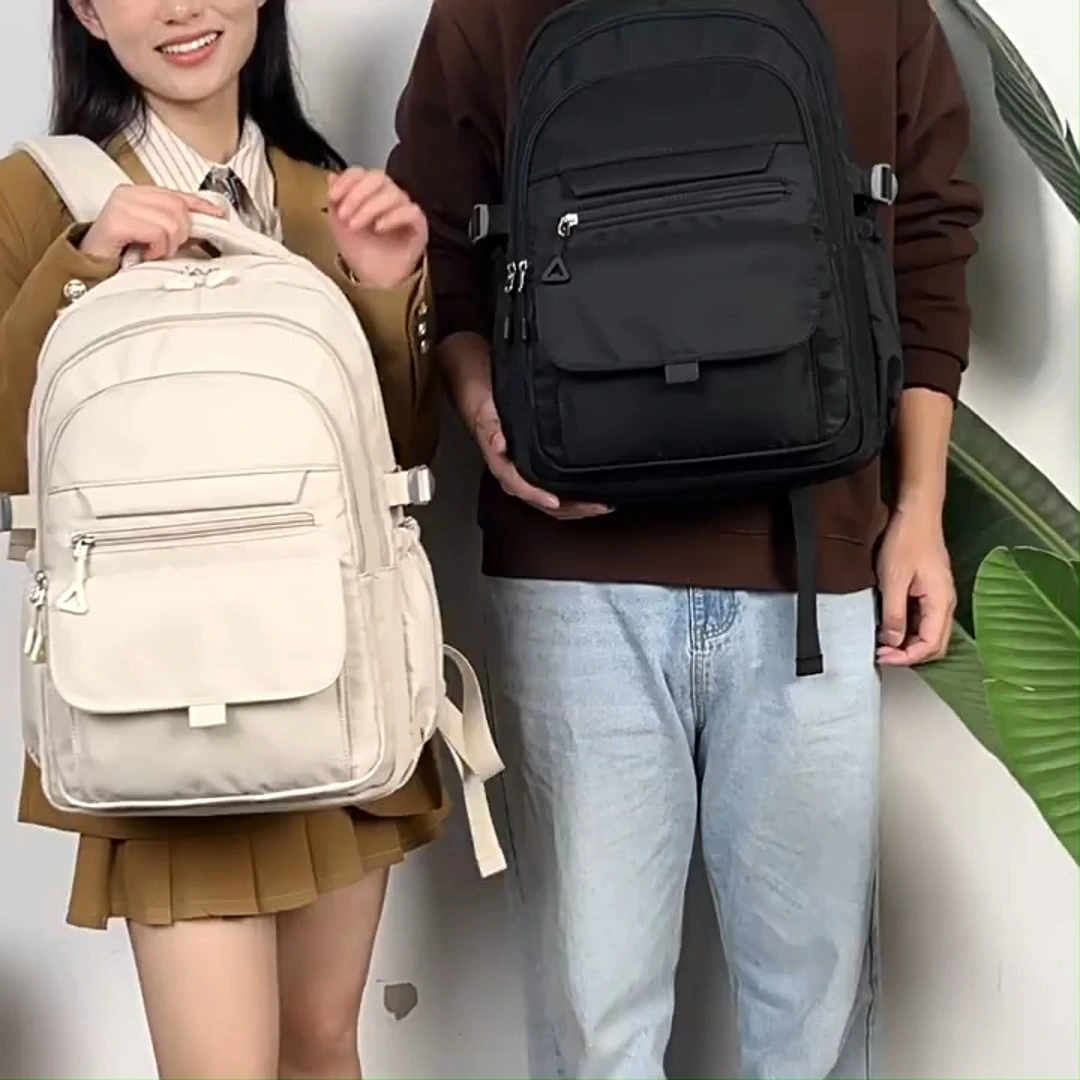 Mochila versátil da mochila de grande capacidade de cor sólida, bolsa escolar casual e simples de estudantes 1