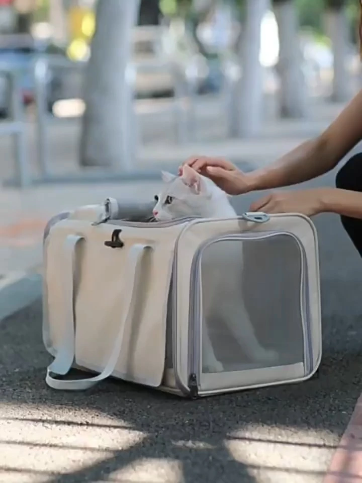 Bolsa de mascotas portátil para viajar, bolsa de gato de mano transpirable y plegable, bolsa de viaje de mascotas de gran capacidad 1
