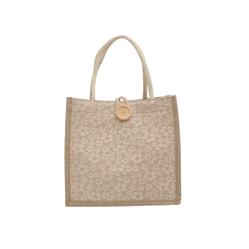 Fashionable Hand-held Linen Bag, Stylish Lunch Bag for Work, Japanese-style Mini Tote Bag 1