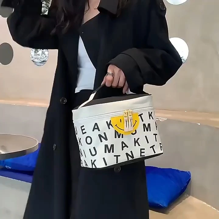 Bolsa de maquiagem de doodle, bolsa de higieness de lona portátil de grande capacidade, bolsa de armazenamento de cosméticos portátil 1