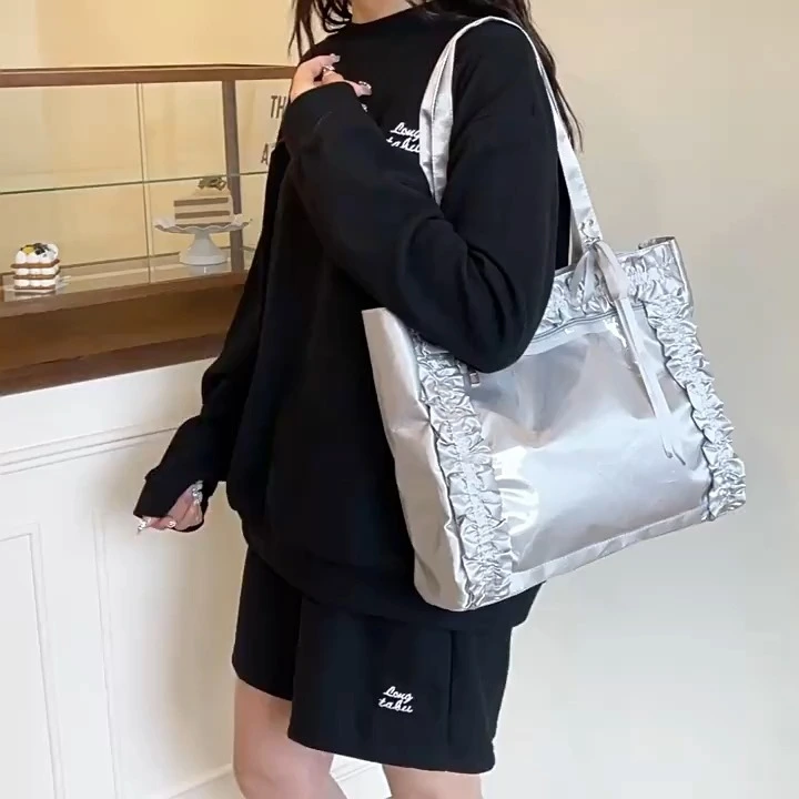 Borsa versatile versatile di grande capacità, borsa alla moda alla moda alla moda, tote borse da tasca anteriore visibile in PVC 1