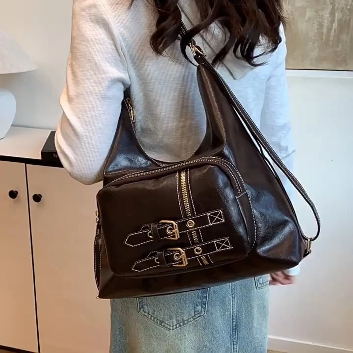 Borsa ascellata testurizzata in stile universitario, nuova borsa a spalla singola o doppia portatile, tote borse a traversa alla moda e versatile 1