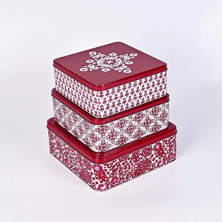 Vintage Square Tea Caddy Set - Airtight Metal Tin Canisters for Tea Storage and Gift 1