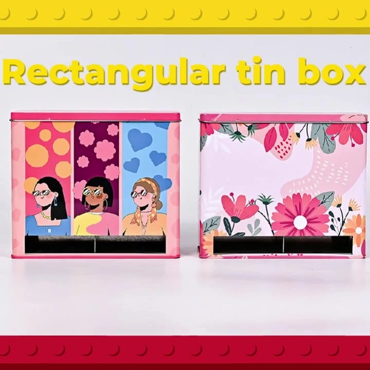 Caja de hojalata rectangular personalizada al por mayor para chocolate | Envase de hojalata de grado alimenticio con tapa hermética para dulces, galletas y regalos 1
