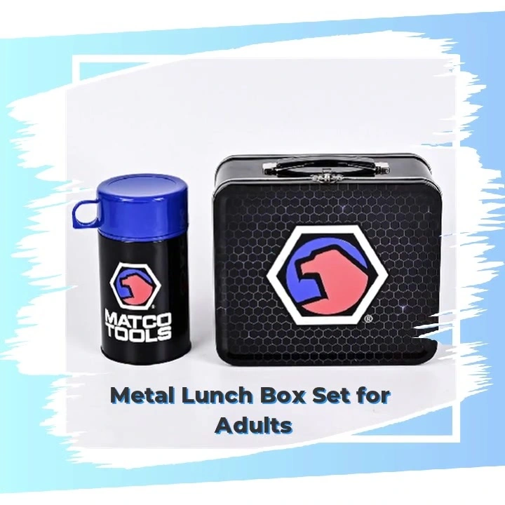 Vintage Metal Lunch Box Set for Adults – Stainless Steel Bento Box with utensils, Reusable Tin Lunch Kit for Work or School 1