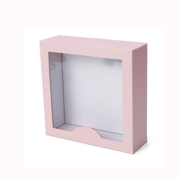 Luxury Pink Color Cardboard Gift Paper Box with Window 1