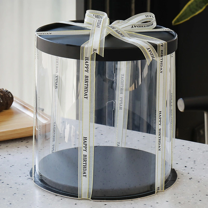 Custom Tall Clear Transparent Round Packaging Cake Box 1