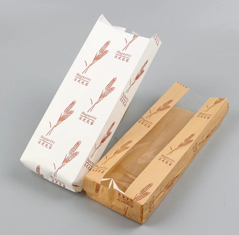 Custom Printed Baguette Bread Bag Brown Kraft Paper Packaging Bag 1