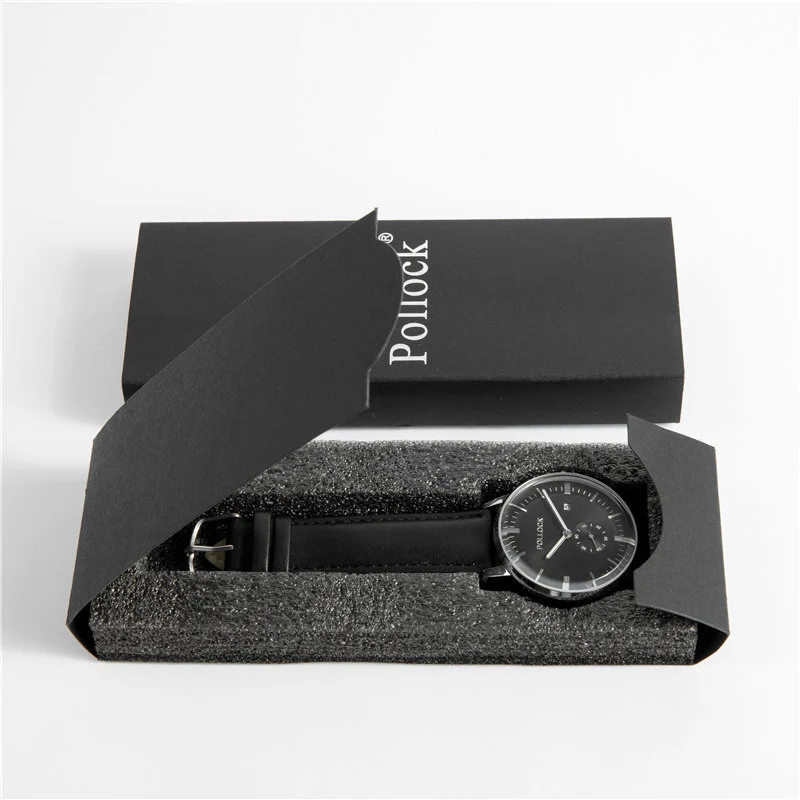 Fashion Style Black Paper Gift Watch Box with Custom Logo 1