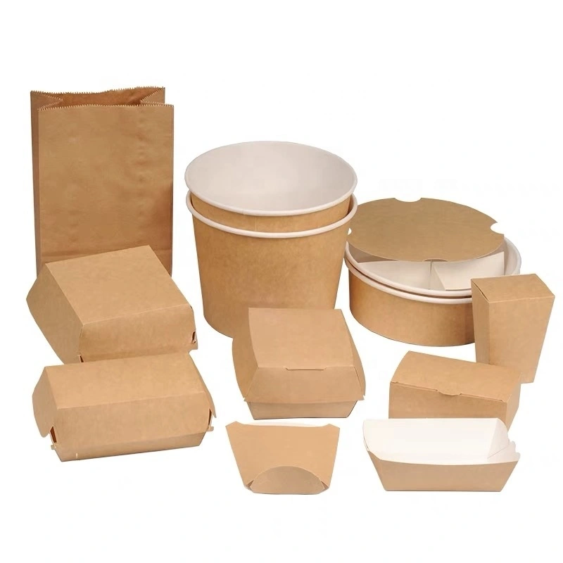 Custom logo high quality kraft paper food packaging box bread paper box oil-proof paper box KFC packing box oil-proof kraft paper box 1