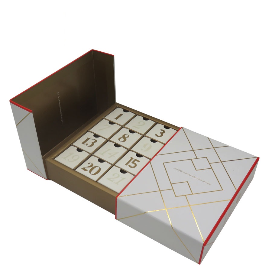 Chocolate christmas advent calendar paper gift packaging box with foil logo 5