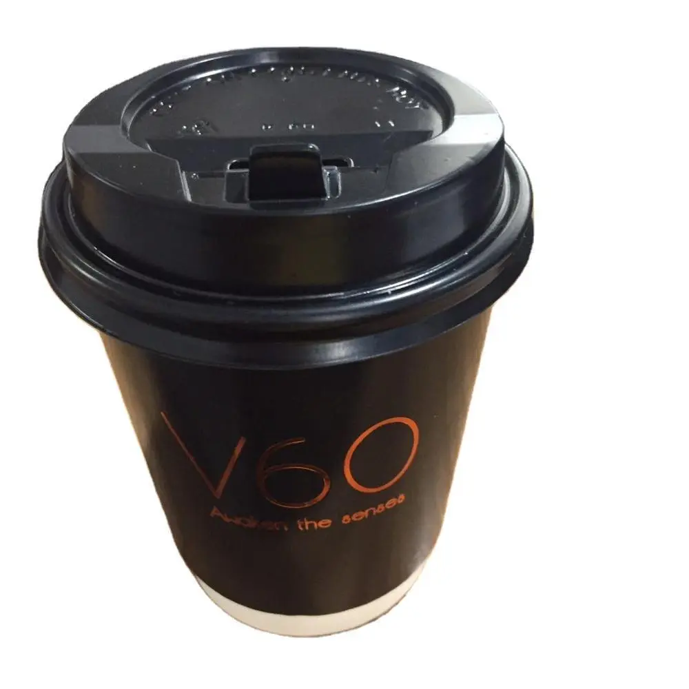 8/10/12/16/22/24 oz Customized Logo Eco-friendly PE Coating Paper cup disposable coffee cups with Lid 1