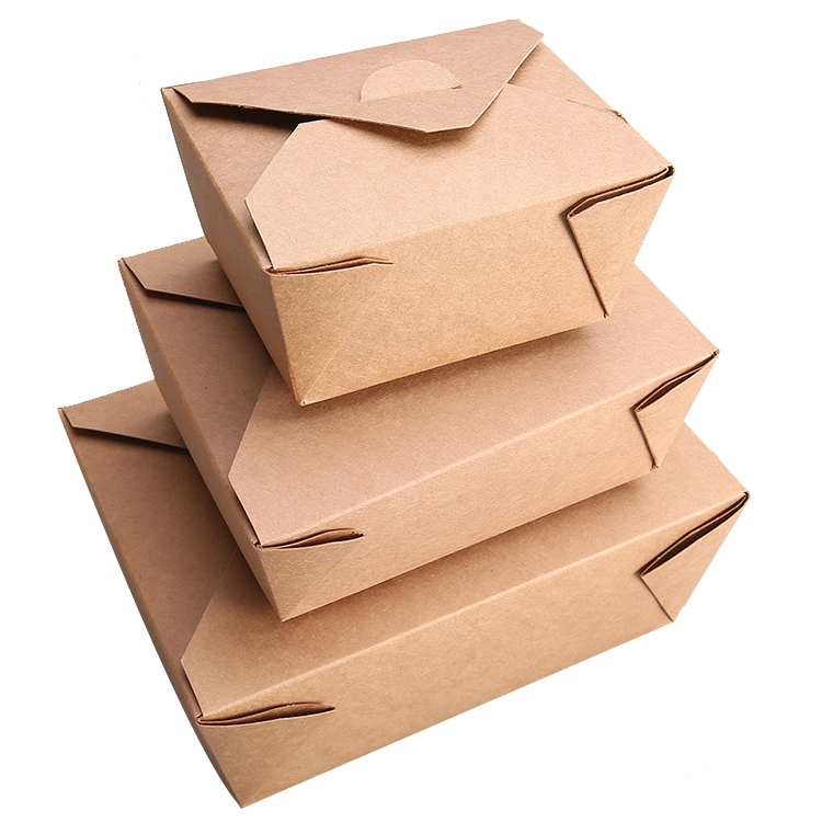Custom logo printing food take away food grade brownwhite kraft paper box 1