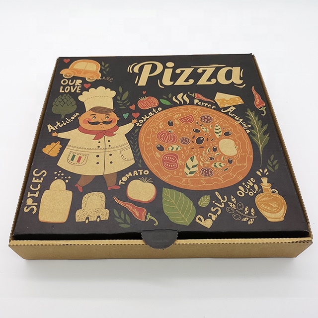 Wholesale Pizza Box Package Carton Hong Kong Supplier Custom Design Printed Packing Bulk Cheap Pizza Boxes with Logo 4