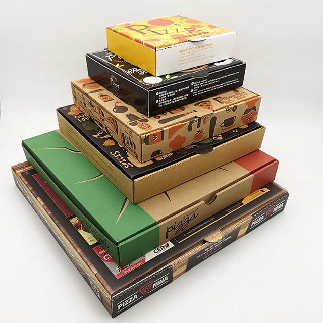 Wholesale Pizza Box Package Carton Hong Kong Supplier Custom Design Printed Packing Bulk Cheap Pizza Boxes with Logo 5