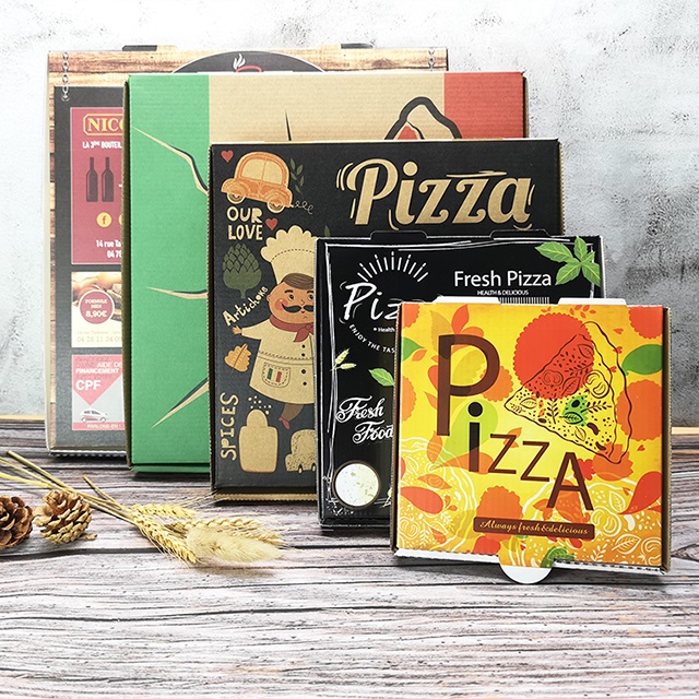 Wholesale Pizza Box Package Carton Hong Kong Supplier Custom Design Printed Packing Bulk Cheap Pizza Boxes with Logo 6