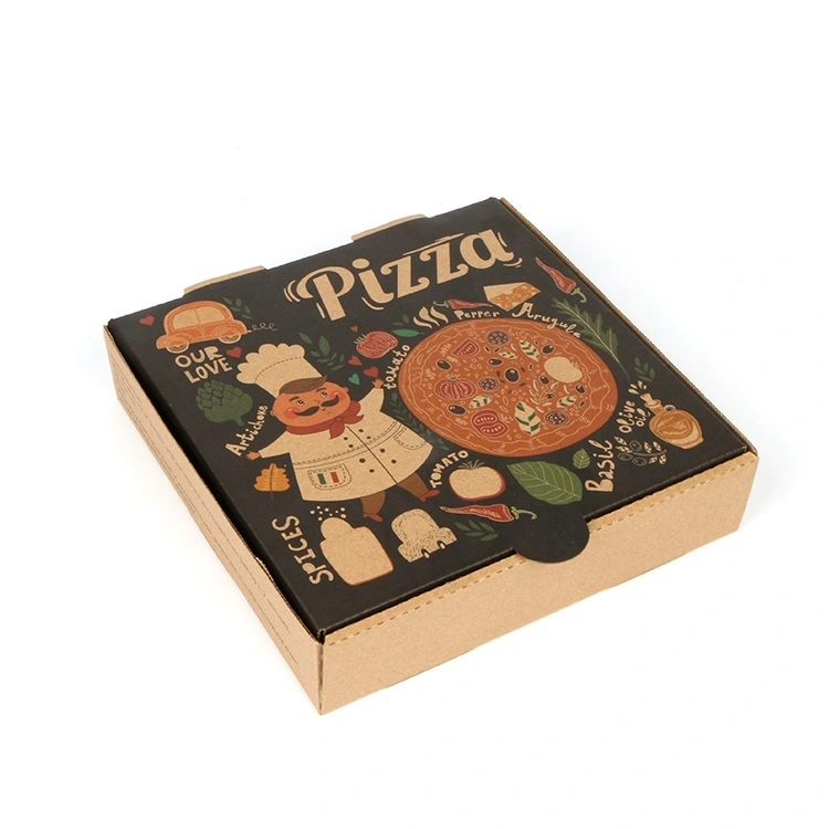 Wholesale Pizza Box Color Creative Eco-friendly Take Away Cardboard Corrugated Pizza Packing Box Hong Kong welm 1