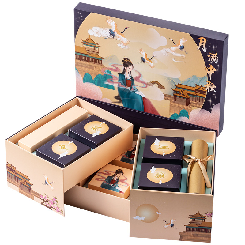 Hong Kong Mooncake Box Manufacturer High quality moon cake packaging box package gift packing cardboard gift packaging mooncake paper box 1
