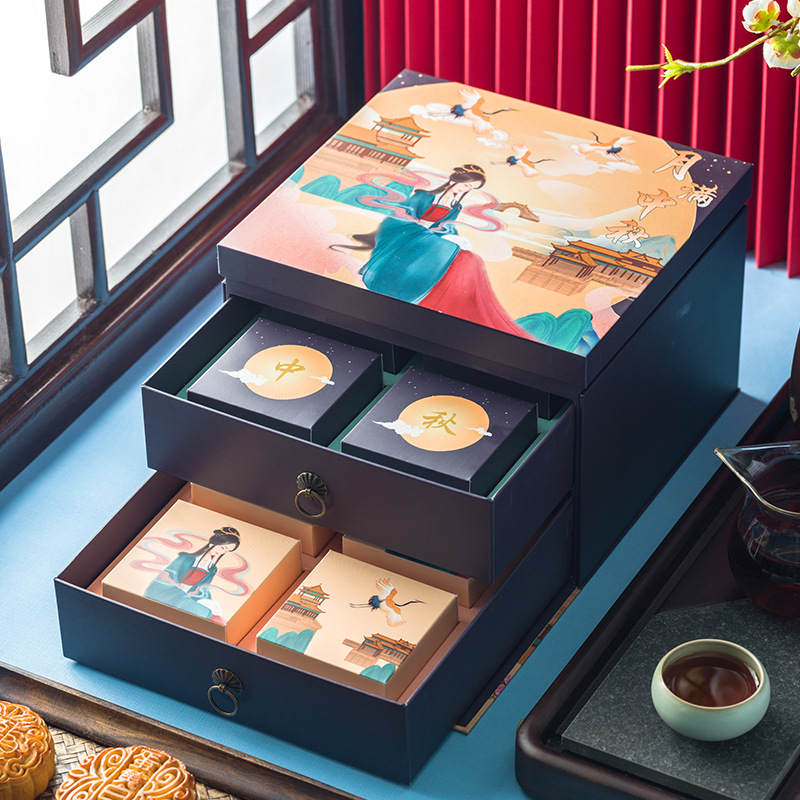 Hong Kong Mooncake Box Manufacturer High quality moon cake packaging box package gift packing cardboard gift packaging mooncake paper box 2