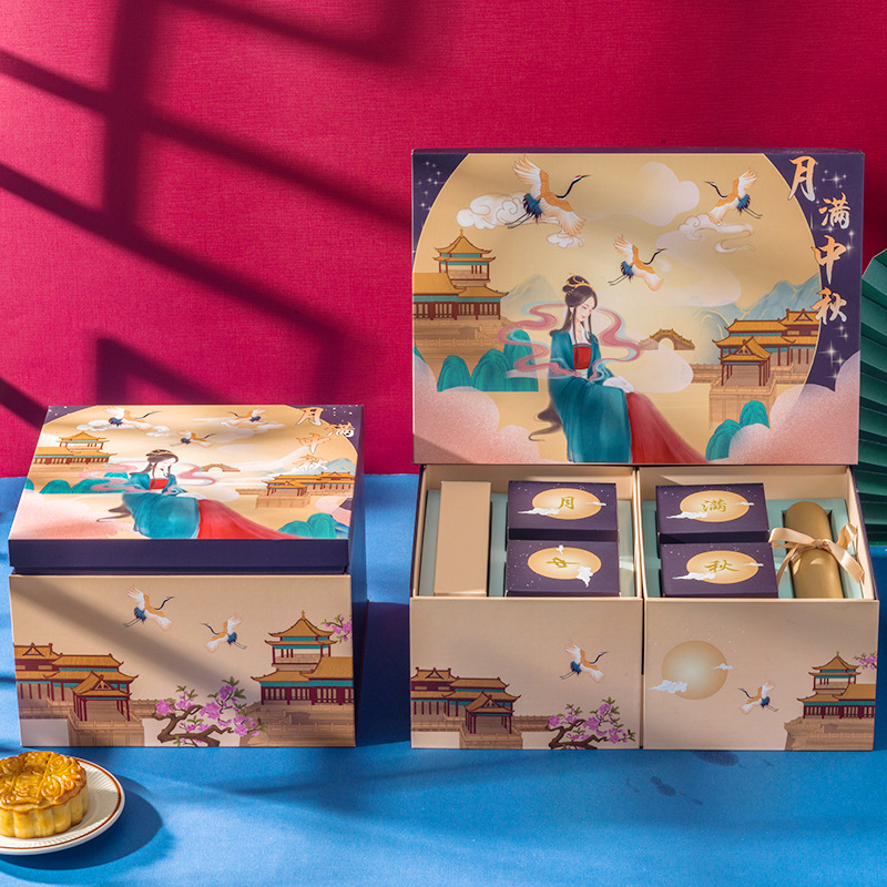 Hong Kong Mooncake Box Manufacturer High quality moon cake packaging box package gift packing cardboard gift packaging mooncake paper box 5