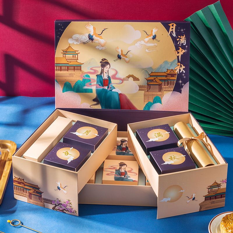 Hong Kong Mooncake Box Manufacturer High quality moon cake packaging box package gift packing cardboard gift packaging mooncake paper box 4