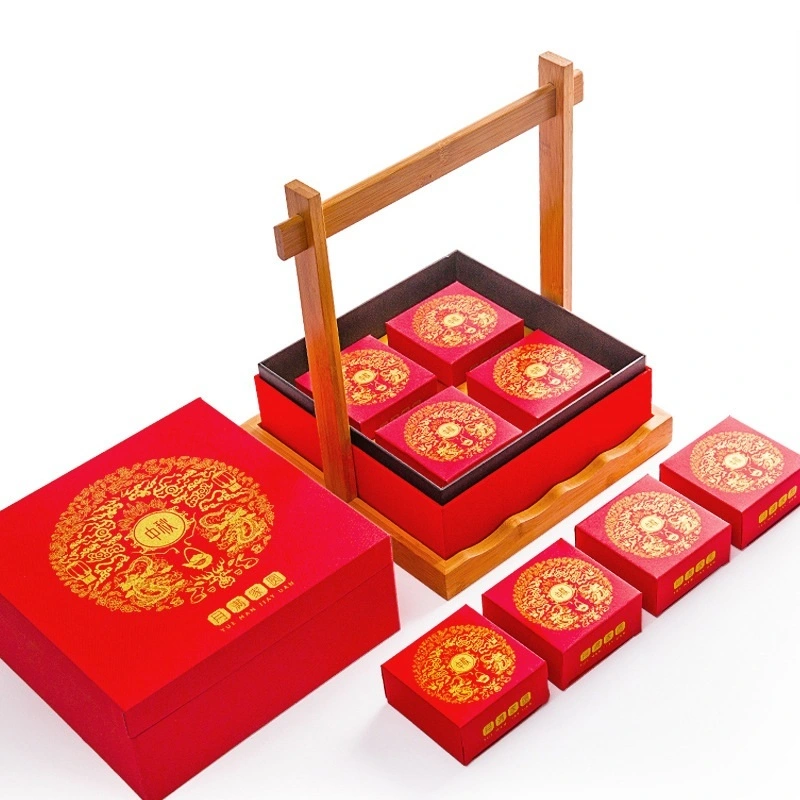 Wholesale Custom Logo Red Paper Moon Cake Cardboard Gift Packaging Box With CMYK printing High Quality Supplier In HK 1