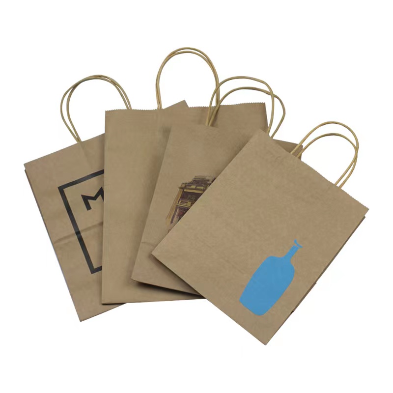 Hong Kong supplier Wholesale Custom Logo Printing Recycled Reusable Food Take Away Grocery Party Gift kraft paper bag 6