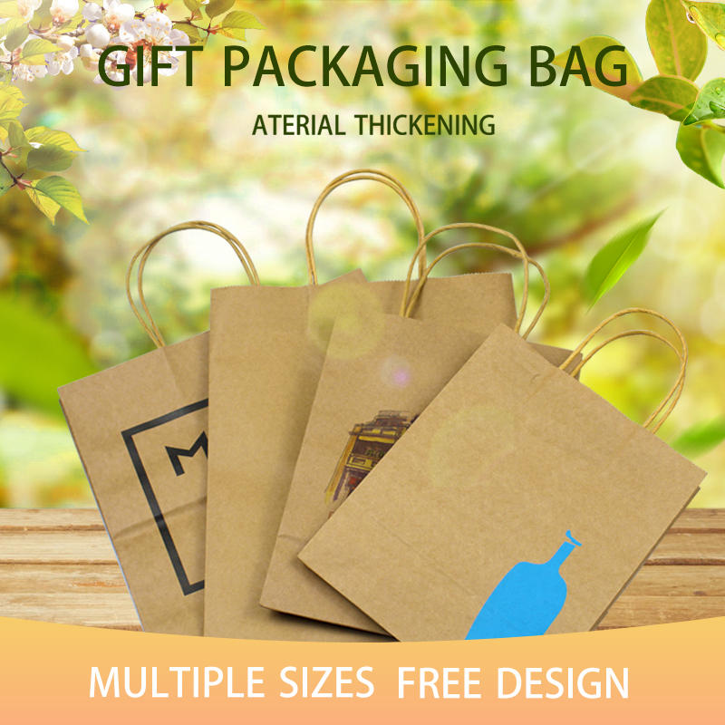 Hong Kong supplier Wholesale Custom Logo Printing Recycled Reusable Food Take Away Grocery Party Gift kraft paper bag 2
