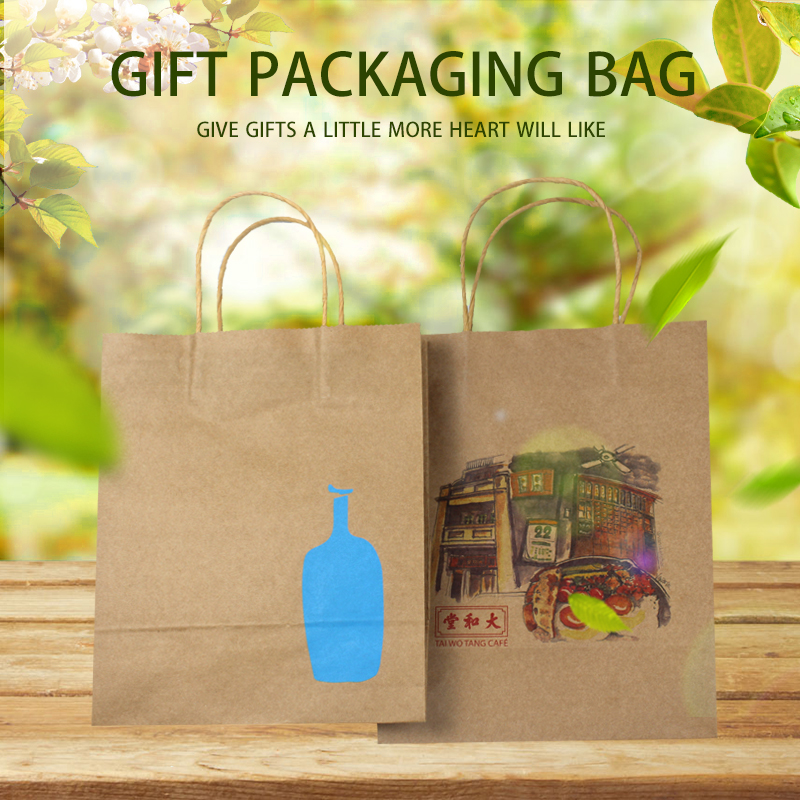 Hong Kong supplier Wholesale Custom Logo Printing Recycled Reusable Food Take Away Grocery Party Gift kraft paper bag 4