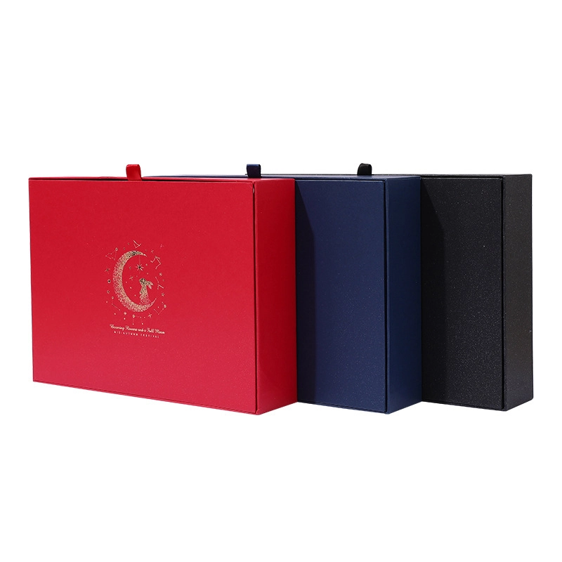 Special Design Double Deck Hot Stamp Logo Printed Mooncake Packaging Blue Drawer Gift Box from Hong Kong local supplier 1