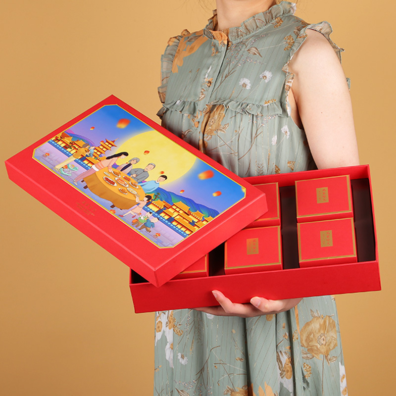 Hong Kong supplier customized high-end logo printed moon cake box 7