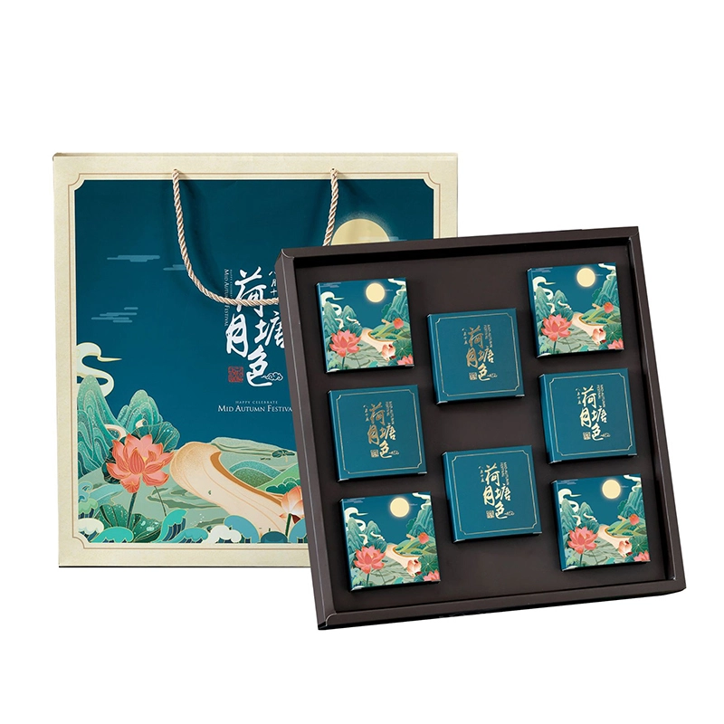 Hong Kong factory custom luxury moon cake box gift packaging box with logo and printing 1