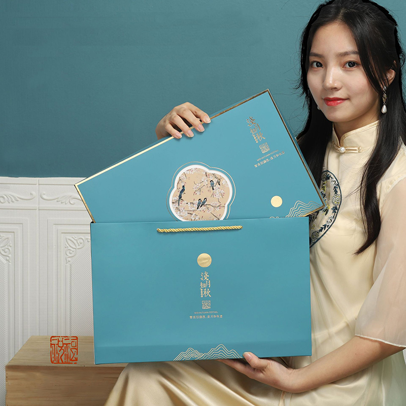 Hong Kong factory custom design/printing/logo high-end gift packaging box moon cake moon cake box with handle 4