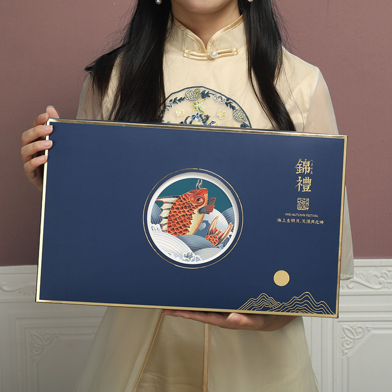 Hong Kong factory custom design/printing/logo high-end gift packaging box moon cake moon cake box with handle 7