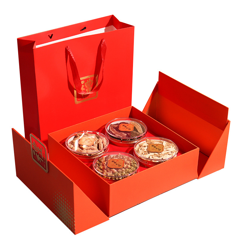 Professional 2022 New Year New Year Gift Box Empty Box Creative Double Door Folding Packaging Box Four Treasures Bird's Nest Sea Cucumber Gift Box Factory From Hong Kong-Welm 1