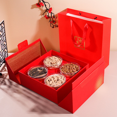 Professional 2022 New Year New Year Gift Box Empty Box Creative Double Door Folding Packaging Box Four Treasures Bird's Nest Sea Cucumber Gift Box Factory From Hong Kong-Welm 6