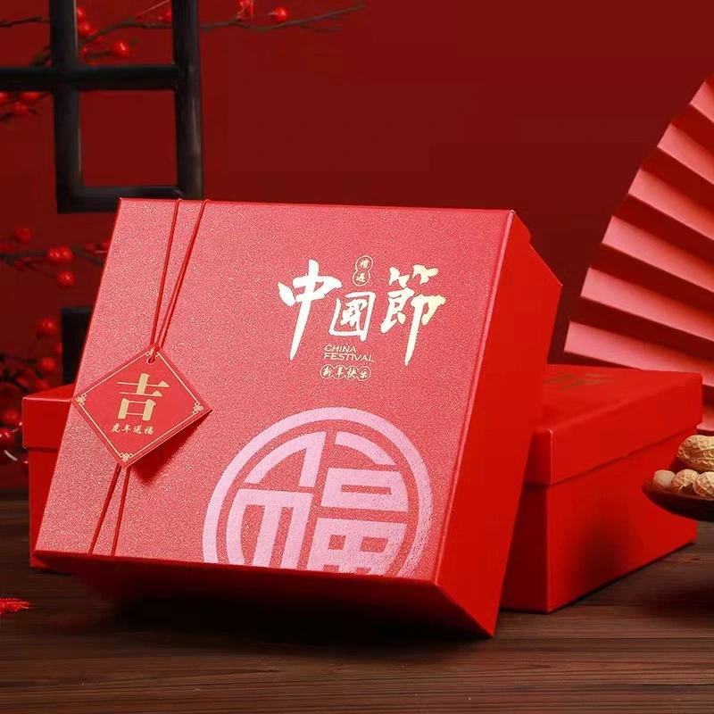 Hong KongCustom Print Logo Shipping Rectangular Hard Gift Red Cardboard Empty Packaging Corrugated Paper Shoe Container Storage chinese new year gift Box 1