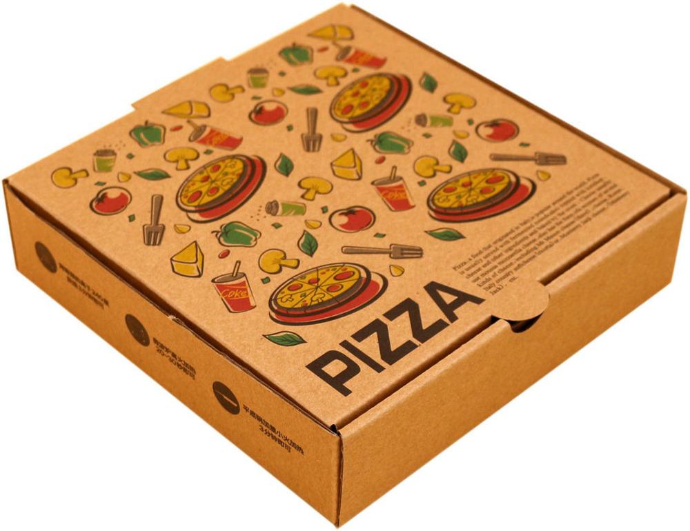 Factory Supply Wholesale Directly Sales Customized Size Eco Friendly Portable Food Grade Patterned Printed Kraft Corrugated Paperboard Pizza Box 5