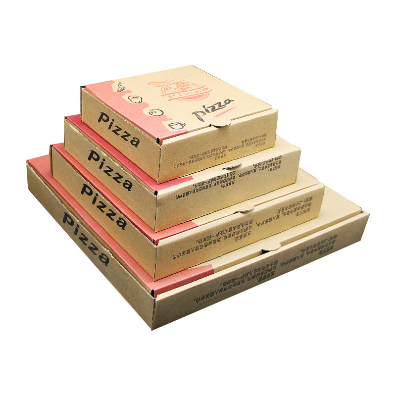 Factory Supply Wholesale Directly Sales Customized Size Eco Friendly Portable Food Grade Patterned Printed Kraft Corrugated Paperboard Pizza Box 2