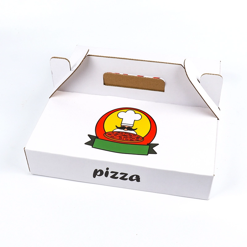 Custom Wholesale Biodegradable Multi Size Color Food Cardboard Handle Packaging Pizza Box with Printing Logo 1