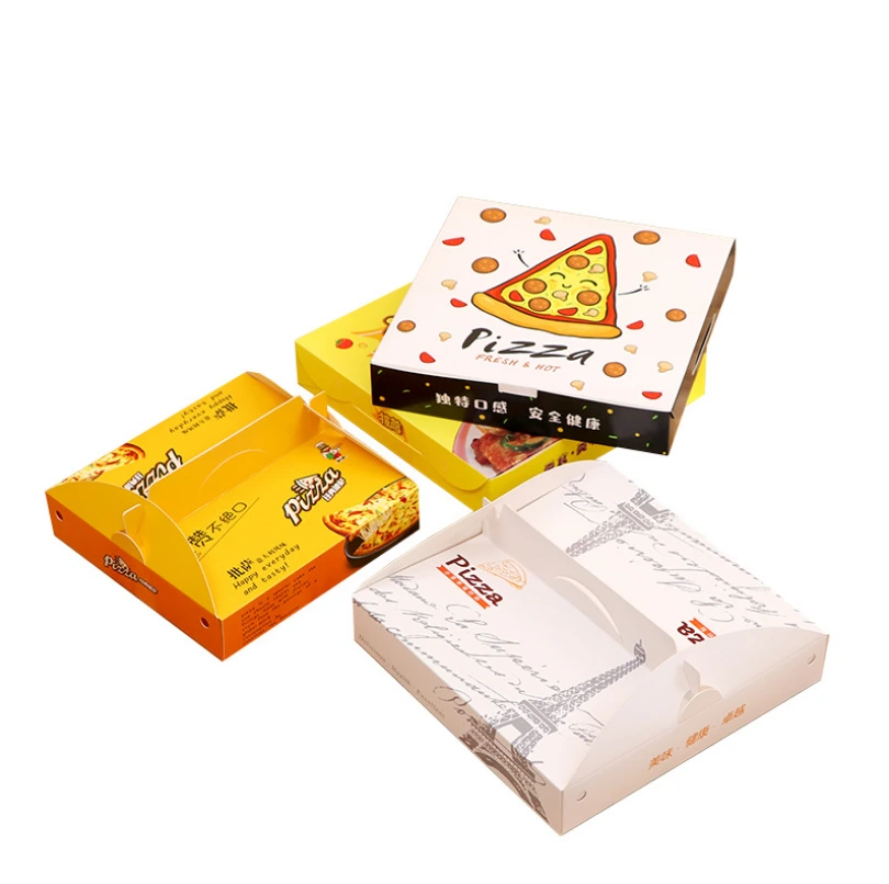 Hong Kong custom logo pattern printed food grade all size color corrugated carton paper 6 8 9 10 inch tote pizza box with logo 1