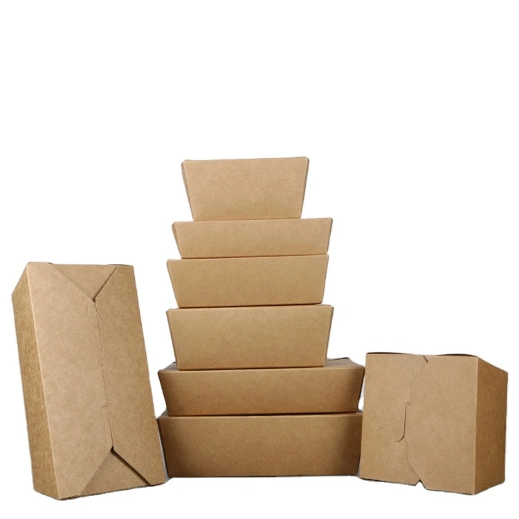 Hong Kong Customized Printing Eco Friendly Food Sushi Hamburger Fried Chicken Takeaway Kraft Packaging Paper Lunch Box 1