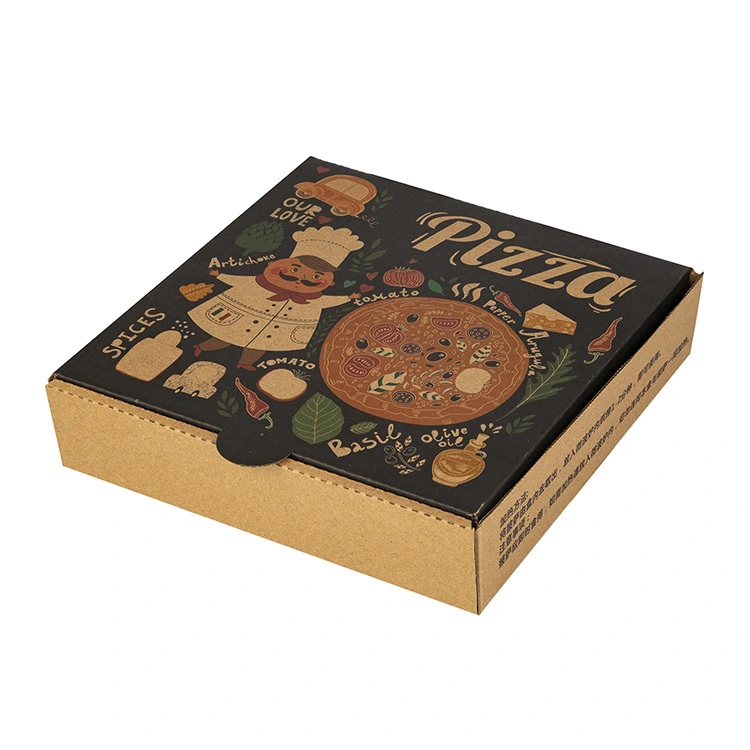 Hong Kong manufacturers custom printed food grade biodegradable disposable take away pizza packaging boxes with logo 1