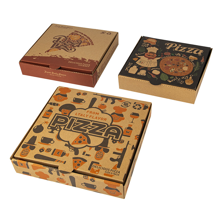 custom printed food grade biodegradable disposable take away pizza packaging boxes with logo 3