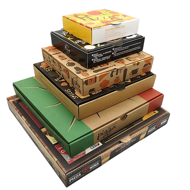 custom printed food grade biodegradable disposable take away pizza packaging boxes with logo 7