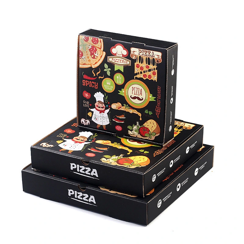Hong Kong Custom printing 6 7 8 9 10 11 12 14 18 Inch Burger Flute Corrugated Paper Pizza Packing Box with Personalized Logo 1