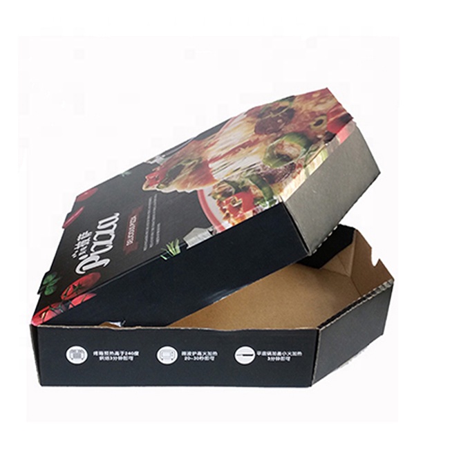 Hong Kong Wholesale Custom Design printed Round  Recyclable Corrugated  Kraft paper Delivery  Hamburger Take Out Pizza  Box for Food 4