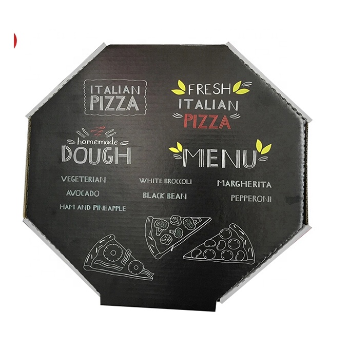 Hong Kong Wholesale Custom Design printed Round  Recyclable Corrugated  Kraft paper Delivery  Hamburger Take Out Pizza  Box for Food 6